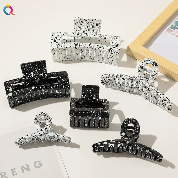 Spraypainted Plastic Handmade Women's Square Cross Hair Clip Hair Accessories
