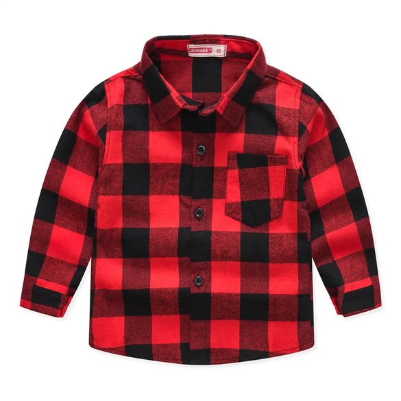 Spring And Autumn New Children'S Clothing Wholesale European And American Boys' Plaid Shirt Brushed Children Children'S Shirt