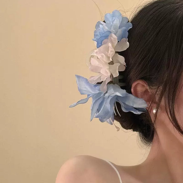 Spring Fashion Cloth Flower Hairpin Women's Shark Clip Grab Clip Manual Made Hair Accessories