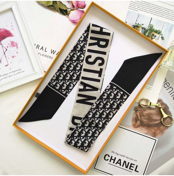 Spring Imitation Silk Scarf Ribbon Decorative Hair Band Medium Length Women’s Versatile Neck Scarf Bag Handle Wrap