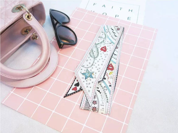 Spring Imitation Silk Scarf Ribbon Decorative Hair Band Medium Length Women’s Versatile Neck Scarf Bag Handle Wrap
