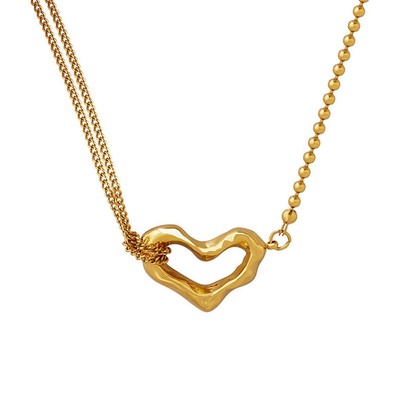 Spring 2023 Ins Wind Irregular Heart Pendant Titanium Steel 18K Gold Plated Necklace For Women