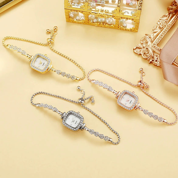 Square Alloy Ladies Quartz Bracelet Watch Leisure Style