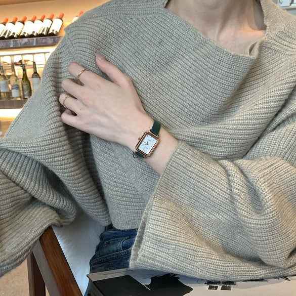 Square Alloy Women's Watch Elegant Casual Style For High School Students
