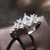 Square Bag Imitation Moissanite Ring Copper Material Geometric Pattern Inlaid Zircon Women's Ring