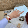Square Belt Couple Wristwatch Retro Artistic Leisure Style Metal Case Ordinary Glass Mirror Women's Watch