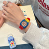 Square Casual Alloy Textile And Stainless Steel Watch With Spiral Crown And Mineral Reinforced Mirror For Students