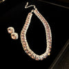 Square Copper Earrings Necklace Twopiece Set With Diamondencrusted Geometric Design For Women