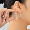 Square Copper Inlaid Zircon Geometric U Shaped Electroplated Earrings For Women