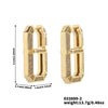 Square Copper Inlaid Zircon Geometric U Shaped Electroplated Earrings For Women