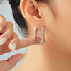 Square Copper Inlaid Zircon Geometric U Shaped Electroplated Earrings For Women