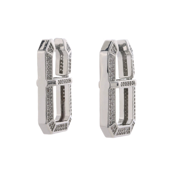 Square Copper Inlaid Zircon Geometric U Shaped Electroplated Earrings For Women