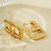 Square Copper Inlaid Zircon Geometric U Shaped Electroplated Earrings For Women