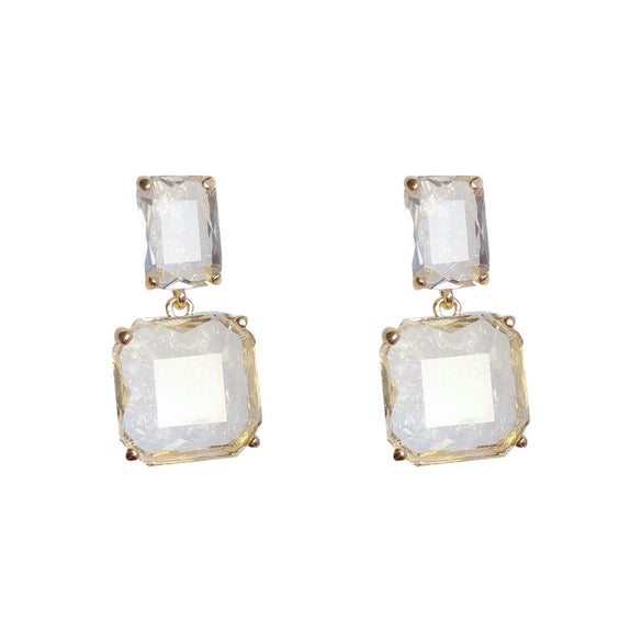 Square Crystal Metal Earrings In New Fashion Elegant Simple Style