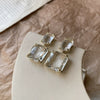 Square Crystal Metal Earrings In New Fashion Elegant Simple Style