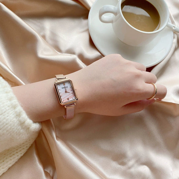 Square Dial Stainless Steel Wire Band Women's Retro Artistic Leisure Bracelet Watch