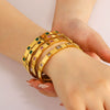 Square Diamond Highgloss Titanium Steel Bracelet For Women Polished 18K Vacuum Plated In Furnace