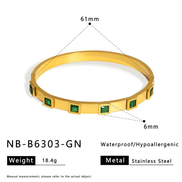 Square Diamond Highgloss Titanium Steel Bracelet For Women Polished 18K Vacuum Plated In Furnace