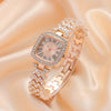 Square Diamondencrusted Fashion Women's Metal Watch Bracelet