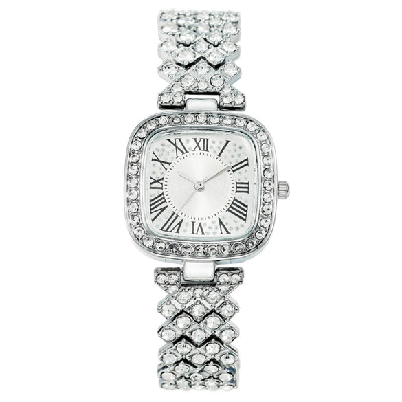Square Diamondencrusted Fashion Women's Metal Watch Bracelet