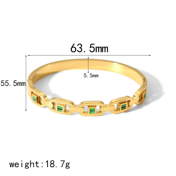Square Diamondencrusted Titanium Steel Geometric Style Electroplated Bracelet
