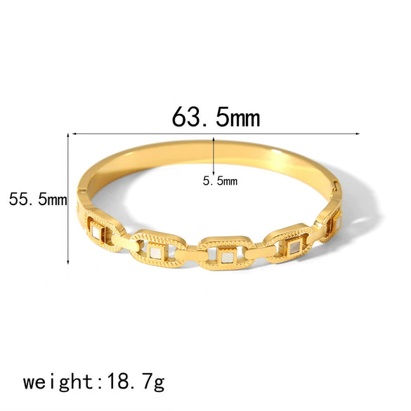 Square Diamondencrusted Titanium Steel Geometric Style Electroplated Bracelet