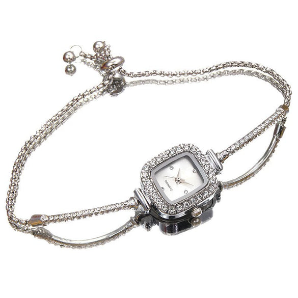 Square Diamondencrusted Women's Alloy And Stainless Steel Leisure Watch