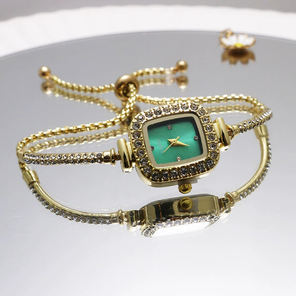 Square Diamondencrusted Women's Alloy And Stainless Steel Leisure Watch