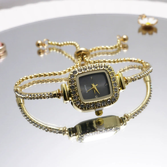 Square Diamondencrusted Women's Alloy And Stainless Steel Leisure Watch