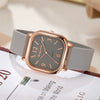 Square Digital Women's Watch Alloy Case Silicone Strap Retro Leisure Style