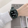 Square Electronic Watch Metal Case Silicone Strap Ordinary Glass Mirror For Men And Women Leisure Style Waterproof Luminous