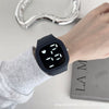 Square Electronic Watch Metal Case Silicone Strap Ordinary Glass Mirror For Men And Women Leisure Style Waterproof Luminous