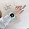 Square Electronic Watch Metal Case Silicone Strap Ordinary Glass Mirror For Men And Women Leisure Style Waterproof Luminous