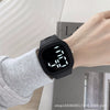 Square Electronic Watch Metal Case Silicone Strap Ordinary Glass Mirror For Men And Women Leisure Style Waterproof Luminous