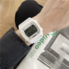 Square Electronic Watch Plastic Case Silicone Strap Leisure Style Waterproof