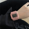 Square Electronic Watch Plastic Case Silicone Strap Leisure Style Waterproof