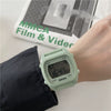 Square Electronic Watch Plastic Case Silicone Strap Leisure Style Waterproof