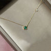 Square Emerald Sterling Silver Necklace With Diamond And Goldplated Geometric Style For Women