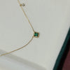 Square Emerald Sterling Silver Necklace With Diamond And Goldplated Geometric Style For Women