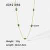 Square Emerald Zircon Light Luxury Niche High Grade Titanium Steel And Stainless Steel Clavicle Chain Necklace Bracelet With Electroplating For Women Geometric Pattern