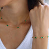 Square Emerald Zircon Light Luxury Niche High Grade Titanium Steel And Stainless Steel Clavicle Chain Necklace Bracelet With Electroplating For Women Geometric Pattern