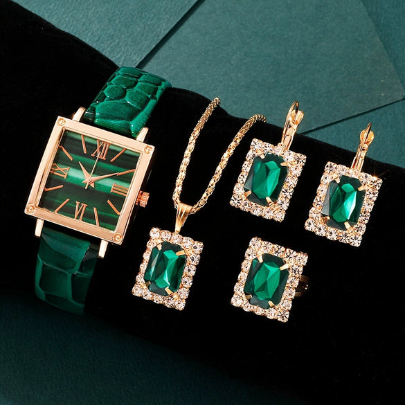 Square Fashionable Plastic Watch Gemstone Bracelet