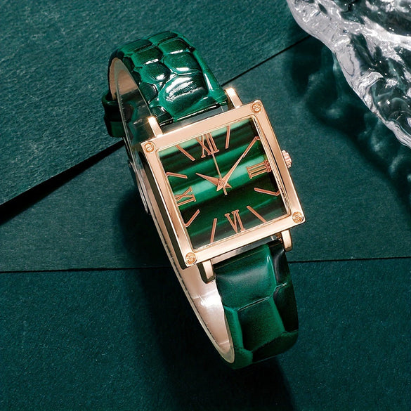 Square Fashionable Plastic Watch Gemstone Bracelet