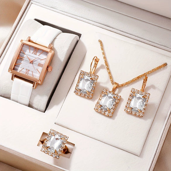 Square Fashionable Plastic Watch Gemstone Bracelet