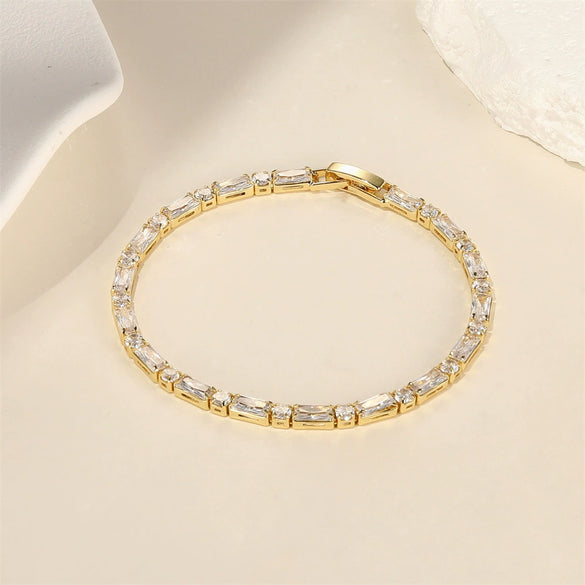 Square Geometric Brass Copper Hand Jewelry Electroplated With Real Gold Plating For Women