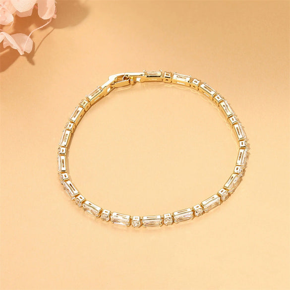Square Geometric Brass Copper Hand Jewelry Electroplated With Real Gold Plating For Women