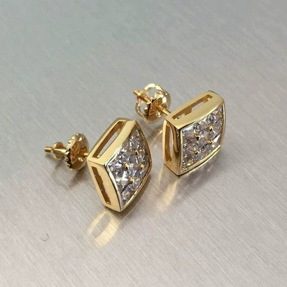 Square Geometric Copper Gold Plated Earrings