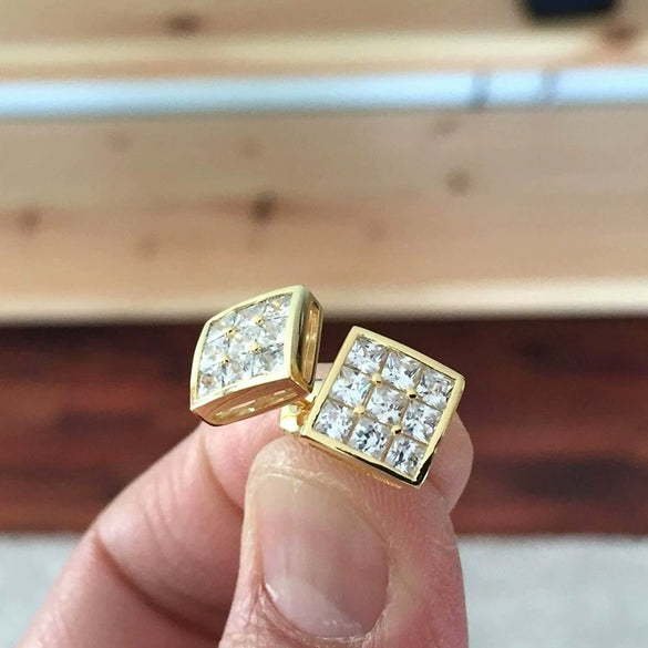 Square Geometric Copper Gold Plated Earrings