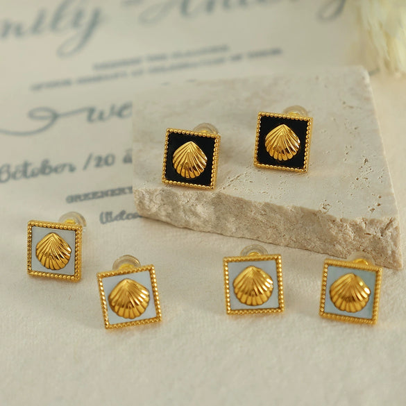 Square Geometric Light Luxury 316L Stainless Steel Electroplating Earrings