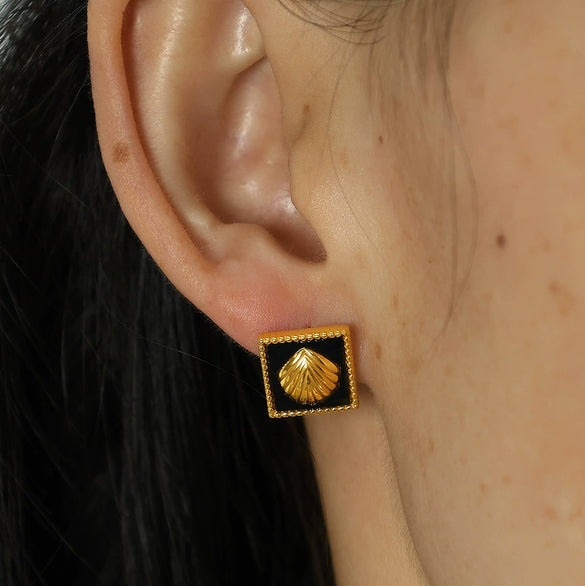 Square Geometric Light Luxury 316L Stainless Steel Electroplating Earrings
